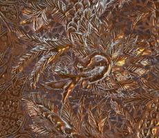 Nagyméretű sárkánymintás áttört réz falitál, d: 57 cm