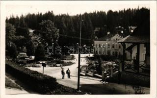 Borszék, Borsec; Hotel Mélik szálloda, park részlet. Heiter György kiadása / spa, hotel, park