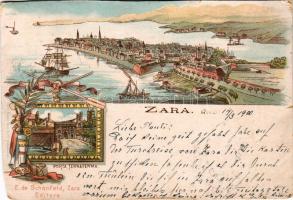 1900 Zadar, Zara; Porta Terraferma. Rud. Bechtold &amp; Co., Editore E. de Schönfeld Art Nouveau, floral, litho (vágott / cut)