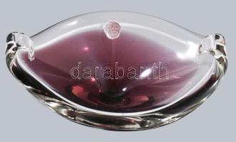 Kosta lilán színezett asztaldísz, címkével jelzett, hibátlan, 15x9,5 cm