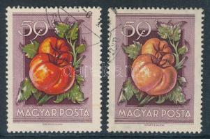 1954 Gyümölcsök (I.) 50f piros színnyomat hiányzik + támpéldány