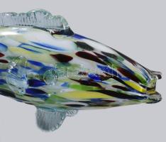 Anyagában színezett üveg hal, hibátlan, h: 26 cm