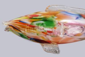 Anyagában színezett üveg hal, hibátlan, h: 31 cm