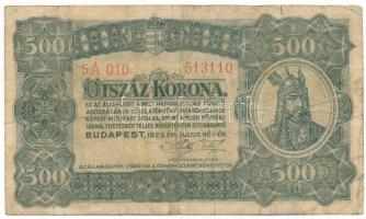 1923. 500K nyomdahely-jelölés nélkül "5A 010 513110" T:VG Adamo K34