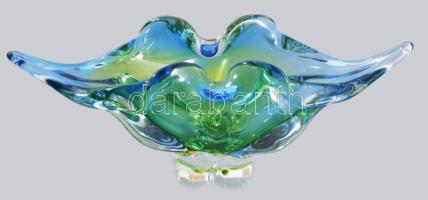 Chribska cseh kétszínű asztaldísz kínáló, Terv: Josef Hospodka, minimális kopással, 30x12 cm