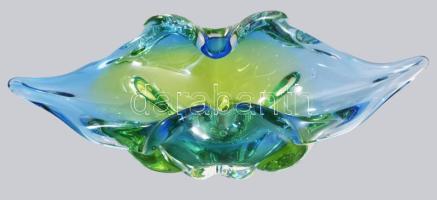 Chribska cseh kétszínű asztaldísz kínáló, Terv: Josef Hospodka, minimális kopással, 30x12 cm