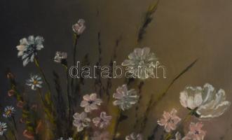 Karácsony Attila (-): Virágom. Olaj, farost. Jelzett. Dekoratív fakeretben, 70×50 cm
