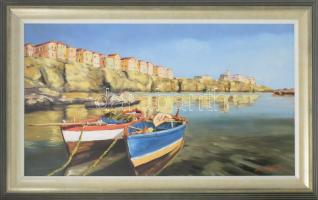 Zámbori Gábor (-): Fények a vizen. Olaj, farost. Jelzett. Dekoratív fakeretben, 40×70 cm.