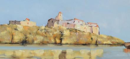 Zámbori Gábor (-): Fények a vizen. Olaj, farost. Jelzett. Dekoratív fakeretben, 40×70 cm