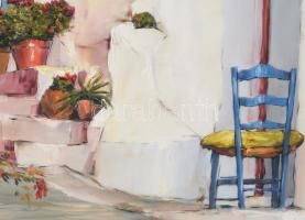 Zámbori Gábor (-): Spanyol utcarészlet. Olaj, farost. Jelzett. Dekoratív fakeretben, 60×40 cm