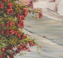 Zámbori Gábor (-): Spanyol utcarészlet. Olaj, farost. Jelzett. Dekoratív fakeretben, 60×40 cm