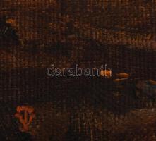 Tiszavölgyi Ferenc (1946-): Bárkaépítők. Olaj, vászon. Jelzett. Dekoratív fakeretben, 30×40 cm