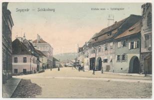 1910 Segesvár, Schässburg, Sighisoara; Kórház utca, üzletek. Nagy kiadása / Spitalgasse / street view, shops (fl)