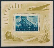 1948 Lánchíd II. blokk (40.000) (rozsdapöttyök, halvány gumihiba / stain spots, light gum disturbance)