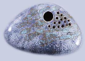 Komlós Miklós kerámia ikebana, jelzett, hibátlan, 27x18 cm