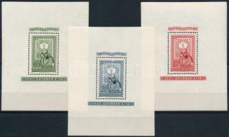 1951 80 éves a magyar bélyeg blokksor (60.000) (1Ft kis gumitráncok / small creases)