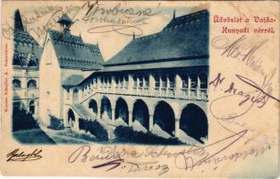1900 Vajdahunyad, Hunedoara; vár, belső. Schuller A. kiadása (Szászváros) / castle, courtyard (fl)