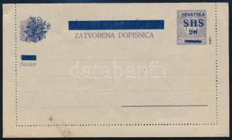 SHS 1918 Magyar-horvát zárt levelezőlap használatlan II. típus, Bodor vizsgálójellel