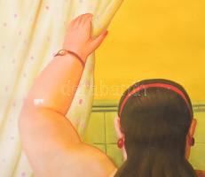 cca 1990 Fernando Botero (-): Nő a zuhanyzóban. Ofszet nyomat, papír. Jelzett a nyomaton. Apró felül...