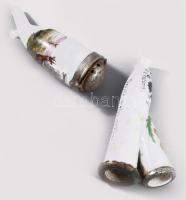 Porcelán pipa, vadász motívummal festett osztrák XIX. sz. két részes, magyar ajándékozási feilirattal