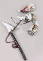 3 db Porcelán pipa, klf motívummal festett osztrák XIX. sz. egyik két részes 17 cm