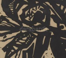 Kádár György (1912-2002): Csendélet. Linómetszet, papír, jelzett. Üvegezett fakeretben. 33x24 cm