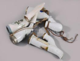 3 db Antik Porcelán pipa, kézzel festett, feliratozottak kb 20 cm, sérüléssel