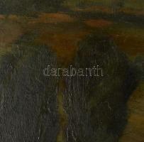 Goór Imre (1921-2016): Hegytetőről, Diósgyőr, 1953. Olaj, rétegelt falemez, jelzett és autográf aján...