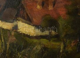 Goór Imre (1921-2016): Hegytetőről, Diósgyőr, 1953. Olaj, rétegelt falemez, jelzett és autográf aján...