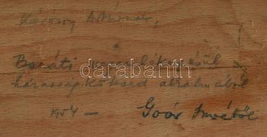 Goór Imre (1921-2016): Hegytetőről, Diósgyőr, 1953. Olaj, rétegelt falemez, jelzett és autográf aján...