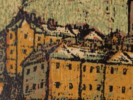 Réti Mátyás (1922-2002): Veszprém. Színes linómetszet, papír, jelzett, kartonra kasírozva, 28×36,5 c...