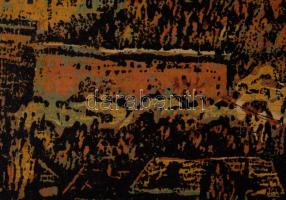 Réti Mátyás (1922-2002): Veszprém. Színes linómetszet, papír, jelzett, kartonra kasírozva, 28×36,5 c...