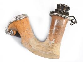 Ezüst tetejű , jelzett tajtékpipa 12 cm