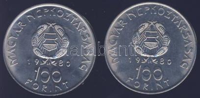 1980. 100Ft "Szovjet-magyar közös űrrepülés" (2x) T:BU