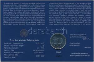 2015. 50Ft Cu-Ni "Nemzeti és Történelmi Emlékhelyek" első napi veret számozott emléklapon, alacsonyabb, "00455" sorszámmal T:UNC