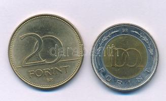 2002. 100Ft "Kossuth" + 2003. 20Ft "Deák Ferenc" T:AU,XF patina
