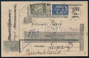 SHS 1920 Kraljevstvo levelezőlap Zágrábból Lipcsébe küldve Bodor vizsgálójellel