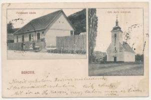 1915 Bukova, Bucova (Banat); Görögkatolikus templom, Felekezeti iskola / Greek Catholic church and school (fl)