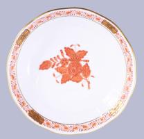 Herendi vörös Apponyi mintás mokkás csésze és alj. Kézzel festett, jelzett. minimális kopással