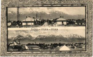 Felka, Velká (Poprád, Tátra, Magas-Tátra, Vysoké Tatry); látkép télen / view in winter. Art Nouveau frame