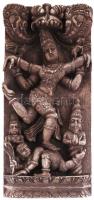 Táncoló Visnu, antik, indiai fafaragás. XIX. sz. 25x52 cm      Dancing Vishnu, antique, Indian wood carving. 19th century. 25x52 cm