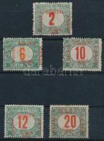 Szeged 1919 5 db klf portó bélyeg, közte elcsúszott felülnyomatok, lemezhibák, elfogazások (42.000) Bodor vizsgálójellel