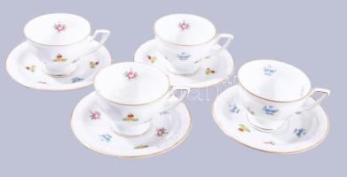 4 db Rosenthal mokkás csésze és alj, Matricás, jelzett, hibátlan