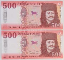 2018. 500Ft (2x) sorszámkövetők "EG 7541274 - EG 7541275" T:UNC,AU Adamo F60.6