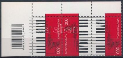 2009 Haydn emlékév ívsarki vonalkódos 3-as csík, benne fordított állású pár