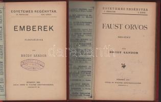 Bródy Sándor: Emberek, Faust orvos. Egyetemes Regénytár. Bp., 1888-1890, Singer és Wolfner. Kiadói e...