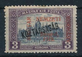 Szeged 1919 Parlament/Köztársaság 3K elcsúszott felülnyomattal, Bodor vizsgálójellel