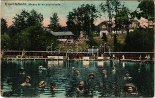 1912 Szováta, Sovata; Medve-tó és cukrászda, fürdőzők. Kaufmann Hermann kiadása / Lacul Ursu / lake with bathers and confectionery (EK)