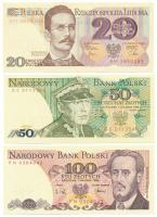 Lengyelország 1982. 20Zl "AH 3890385" + 1988. 50Zl "GS 0773590" + 100Zl "PN 0304042" T:UNC,AU Poland 1982. 20 Zlotych "AH 3890385" + 1988. 50 Zlotych "GS 0773590" + 100 Zlotych "PN 0304042" C:UNC,AU