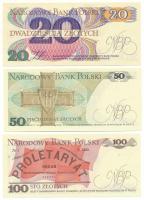 Lengyelország 1982. 20Zl "AH 3890385" + 1988. 50Zl "GS 0773590" + 100Zl "PN...